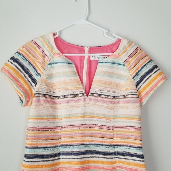 Trina Turk Multi-colored Angela Sandscape Jacquard Short Sleeve Shift Dress 8 - Picture 7 of 16